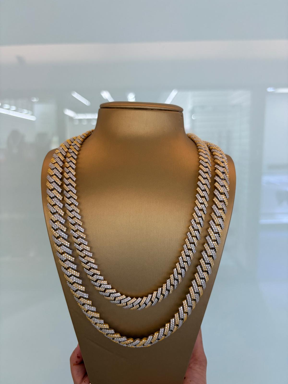 Iced out two tone 8MM moissanite diamond Cuban chain hip hop men jewelry
