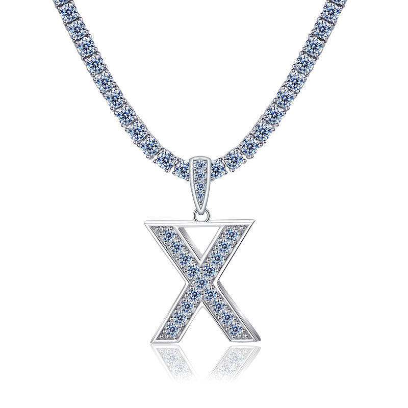 A-Z Letter initials - Alphabet charm with Moissanite VVS D Color with 925 Silver 1.00 CARAT | PASS DIAMOND TESTER!!!! WITH NECKLACE/WITHOUT NECKLACE