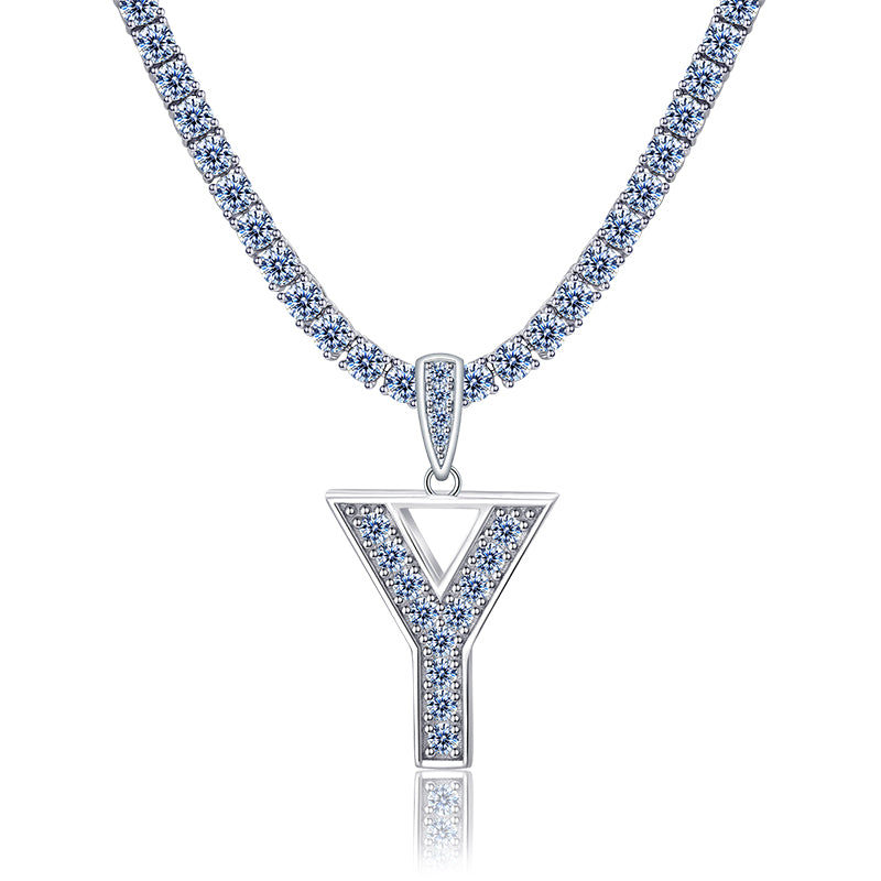 A-Z Letter initials - Alphabet charm with Moissanite VVS D Color with 925 Silver 1.00 CARAT | PASS DIAMOND TESTER!!!! WITH NECKLACE/WITHOUT NECKLACE