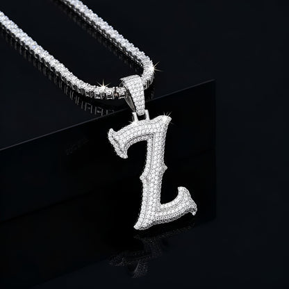 Moissanite Round Letter Initial Pendant A-Z | 2.50ct VVS D Color | 925 Silver