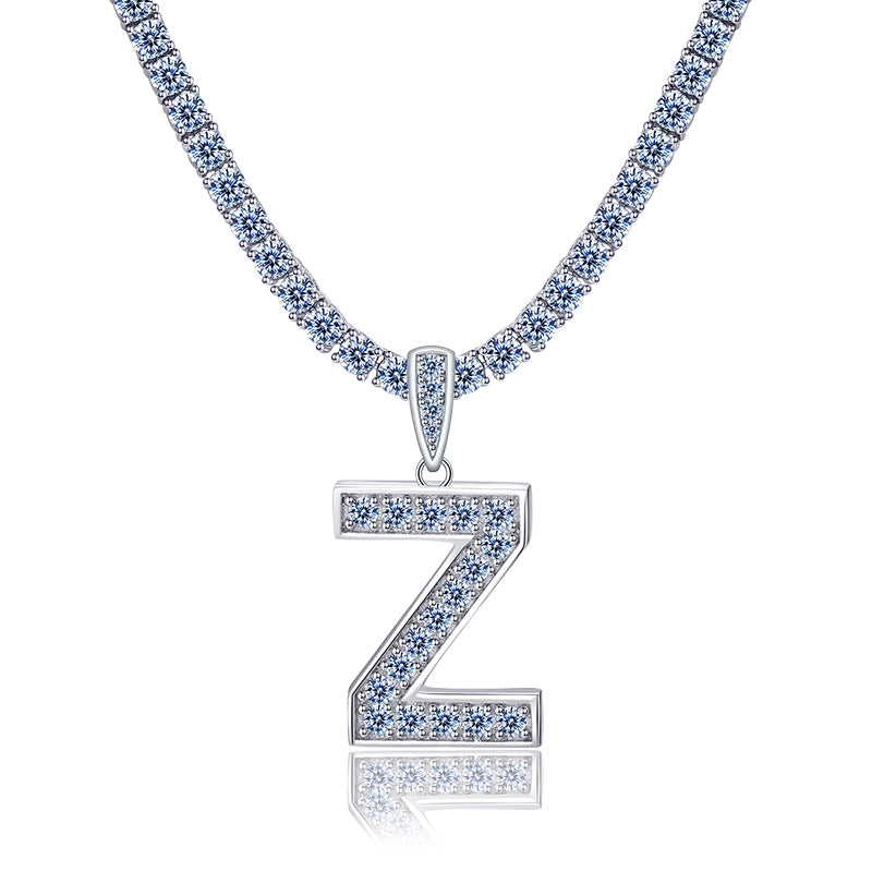 A-Z Letter initials - Alphabet charm with Moissanite VVS D Color with 925 Silver 1.00 CARAT | PASS DIAMOND TESTER!!!! WITH NECKLACE/WITHOUT NECKLACE