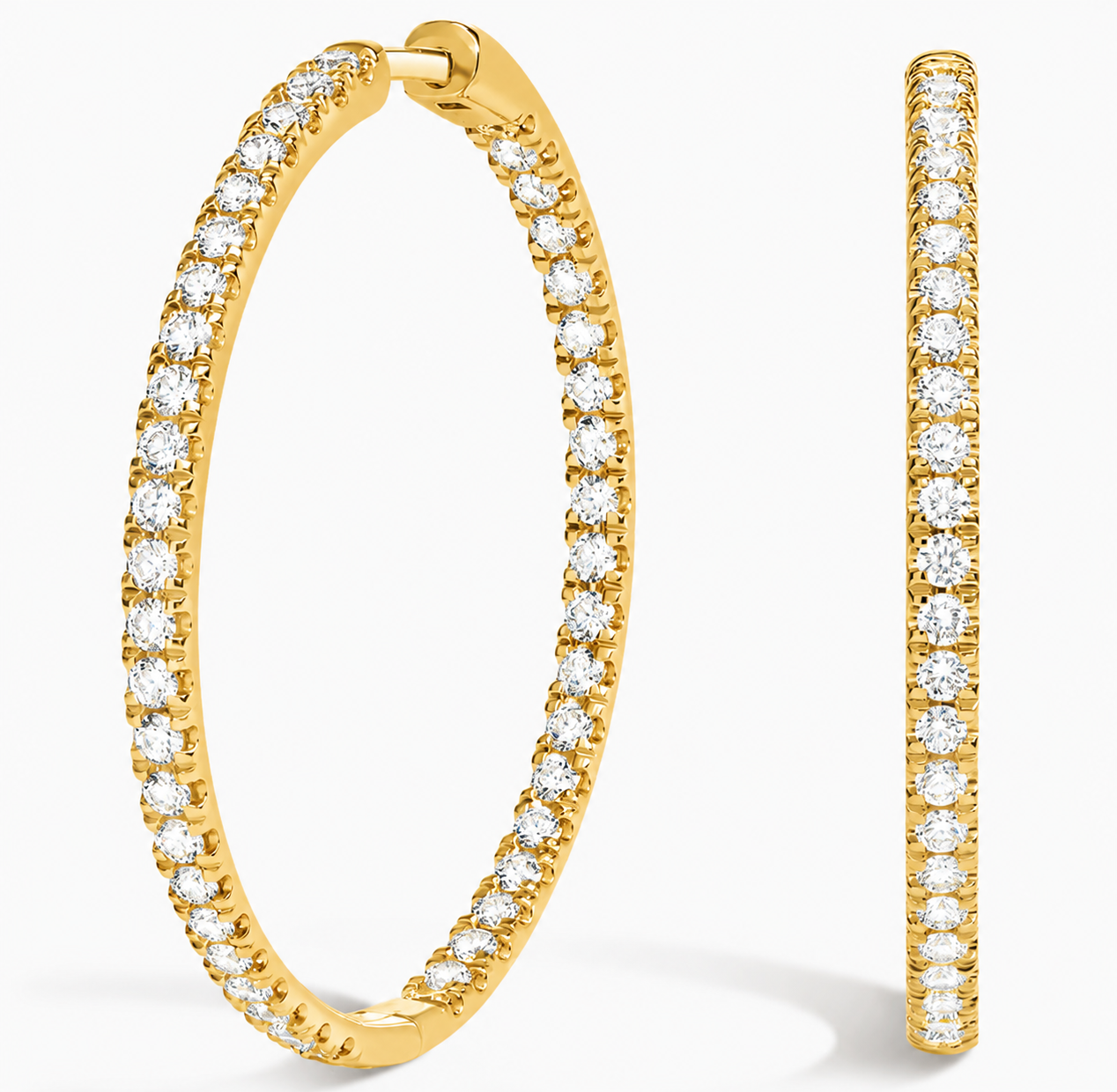 Moissanite Iced Out Hoop Earrings 25MM-45MM for Women — VVS D Color GRA Certified 925 Silver