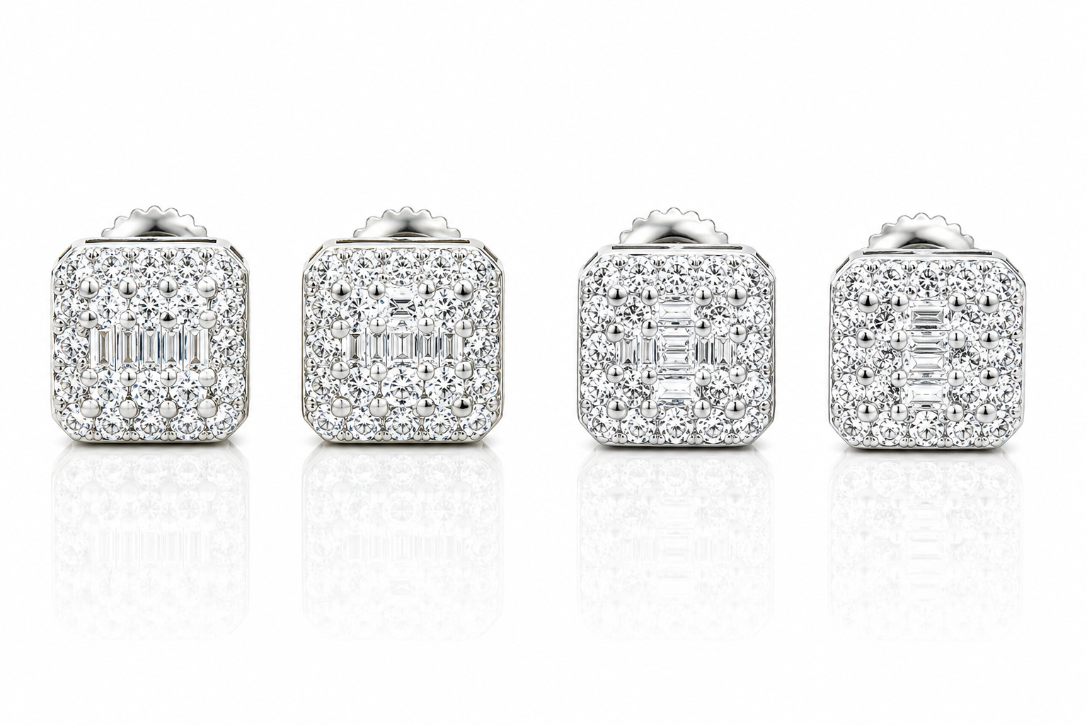 Moissanite baguette rectangle stud earrings VVS D color GRA certified 925 sterling silver Atlanta Paradise Gems