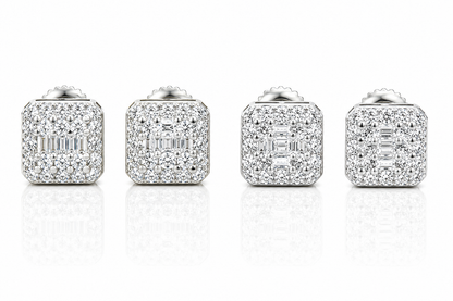 Moissanite baguette rectangle stud earrings VVS D color GRA certified 925 sterling silver Atlanta Paradise Gems