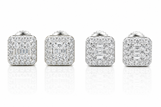 Moissanite baguette rectangle stud earrings VVS D color GRA certified 925 sterling silver Atlanta Paradise Gems
