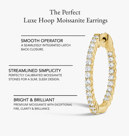 Moissanite Iced Out Hoop Earrings 25MM-45MM for Women — VVS D Color GRA Certified 925 Silver