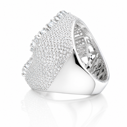 Mens Moissanite Baguette Cross Ring 7.2CT | GRA Certified 925 Silver