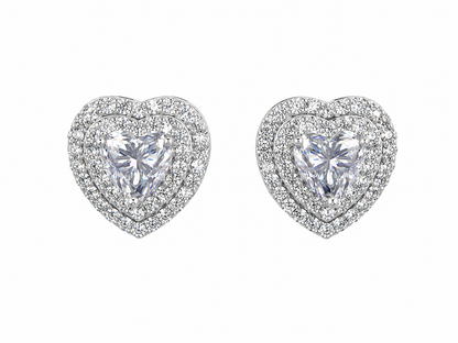 2 Carat Moissanite Halo Heart Stud Earrings — GRA Certified VVS D Color