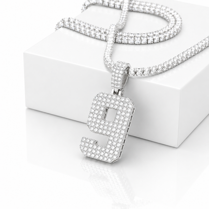 Iced Out Number Charm Pendant 0-9 | VVS D Color Moissanite | 925 Sterling Silver | GRA Certified | The Paradise Gems