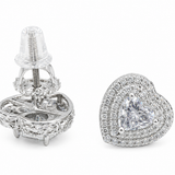 2 Carat Moissanite Halo Heart Stud Earrings — GRA Certified VVS D Color