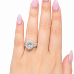 5 carat oval cut moissanite double halo engagement ring 925 sterling silver VVS D Color GRA certified passes diamond tester — Paradise Gems Atlanta