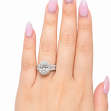 5 carat oval cut moissanite double halo engagement ring 925 sterling silver VVS D Color GRA certified passes diamond tester — Paradise Gems Atlanta