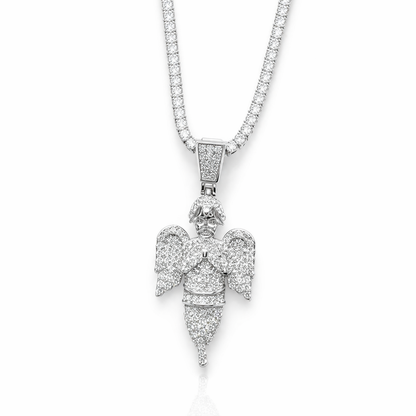 Hip hop moissanite angel charm box chain VVS D color GRA certified 925 silver Atlanta Paradise Gems