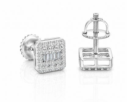 Moissanite Baguette Rectangle Stud Earrings — VVS D Color GRA Certified 925 Sterling Silver