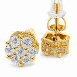 Moissanite Fully Iced Out Flower Cluster Stud Earrings | Paradise Gems