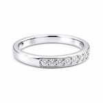 Round Moissanite Diamond Full Eternity Stackable Ring 1 Carat featuring a sleek silver band with a row of sparkling round moissanite diamonds, perfect for stacking or wearing alone.