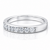 Moissanite Half Eternity Band – 1CT Round Cut VVS1 D Color | 925 Sterling Silver | GRA Certified Wedding Band for Women featuring a sleek design with sparkling round stones set in polished silver.