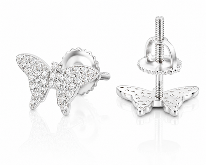 Moissanite Butterfly Stud Earrings for Women — VVS D Color GRA Certified 925 Sterling Silver