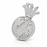 Moissanite globe world pendant crown bale VVS D color GRA certified 925 silver Atlanta Paradise Gems