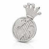 Moissanite globe world pendant crown bale VVS D color GRA certified 925 silver Atlanta Paradise Gems