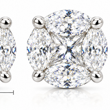 Pie Cut Moissanite Cluster Stud Earrings 1.5 CT / 2.5 CT | 14K Gold Plated 925 Silver | Screw Back