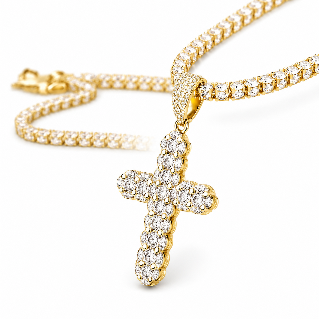 Moissanite cross pendant 2CT round brilliant iced out VVS D color GRA certified 925 silver Atlanta