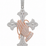 Praying Hands Cross Pendant 9CT Moissanite 925 Silver Atlanta