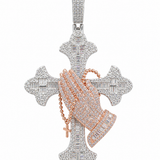 Praying Hands Cross Pendant 9CT Moissanite 925 Silver Atlanta
