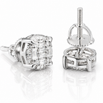 Moissanite double baguette round halo earrings 8.5MM VVS D color GRA certified 925 silver Atlanta Paradise Gems