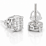 Moissanite double baguette round halo earrings 8.5MM VVS D color GRA certified 925 silver Atlanta Paradise Gems