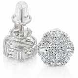 1CT Moissanite Cluster Stud Earrings, VVS D Color moissanite in 925 sterling silver.