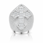 Mens moissanite baguette cross ring 7.2CT VVS D color GRA certified 925 silver Atlanta Paradise Gems