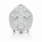 Mens moissanite baguette cross ring 7.2CT VVS D color GRA certified 925 silver Atlanta Paradise Gems