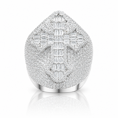 Mens moissanite baguette cross ring 7.2CT VVS D color GRA certified 925 silver Atlanta Paradise Gems