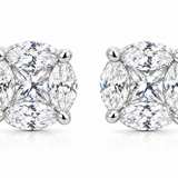 Pie Cut Moissanite Cluster Stud Earrings 1.5 CT / 2.5 CT | 14K Gold Plated 925 Silver | Screw Back
