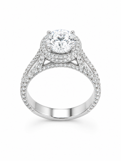 5 carat oval cut moissanite double halo engagement ring 925 sterling silver VVS D Color GRA certified passes diamond tester — Paradise Gems Atlanta