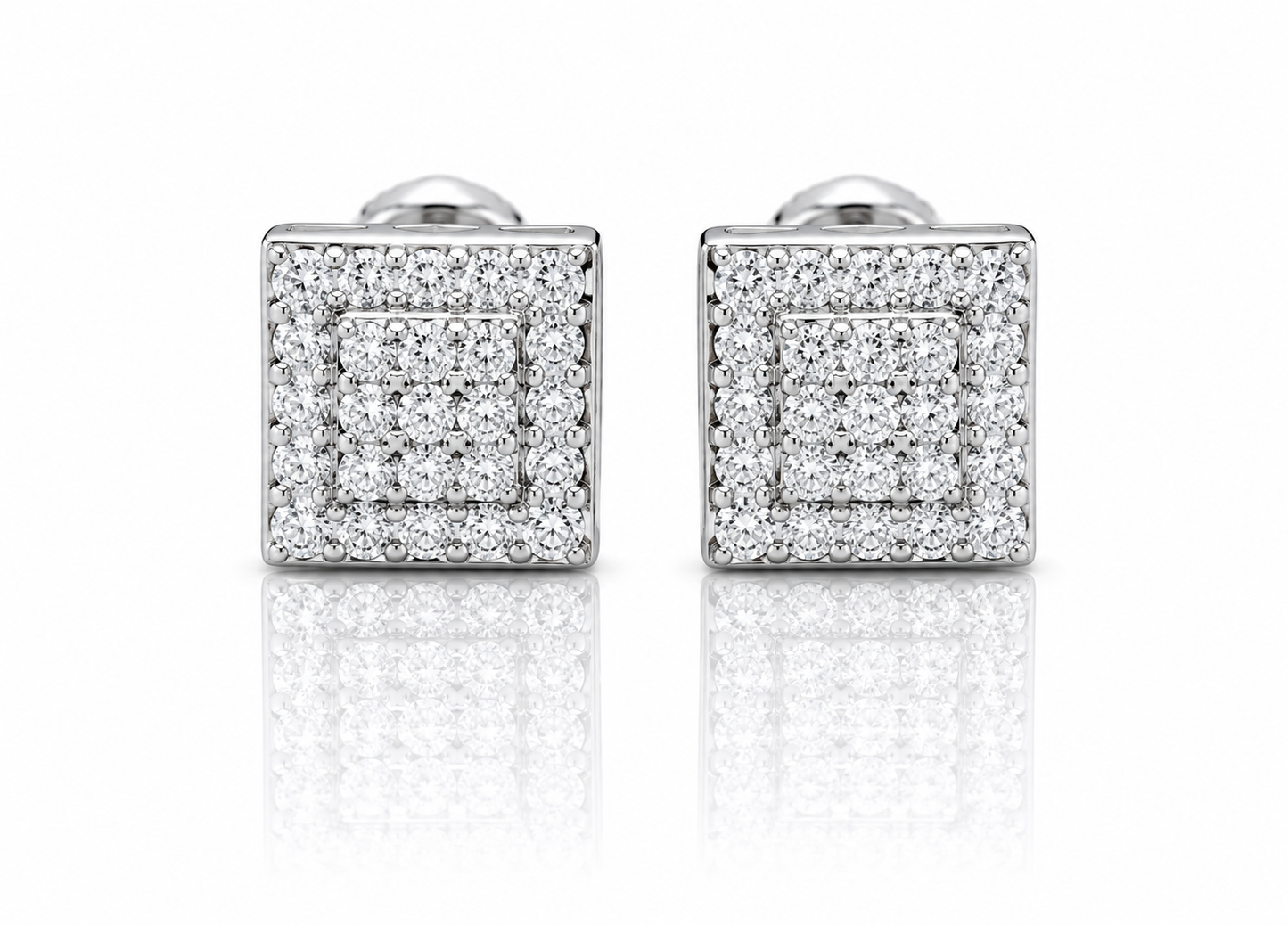 Moissanite iced out square stud earrings 8MM screw back VVS D color GRA certified 925 silver Atlanta