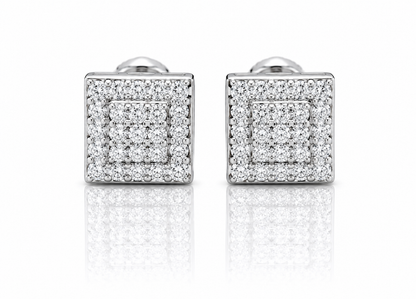 Moissanite iced out square stud earrings 8MM screw back VVS D color GRA certified 925 silver Atlanta