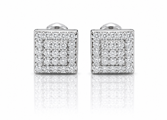 Moissanite iced out square stud earrings 8MM screw back VVS D color GRA certified 925 silver Atlanta