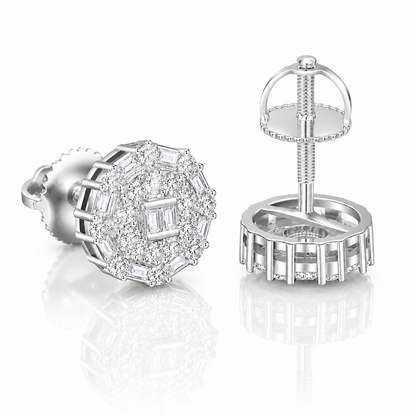 Moissanite round iced out stud earrings 10MM screw back VVS D color GRA certified 925 silver Atlanta