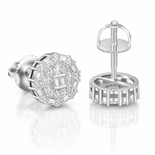 Moissanite round iced out stud earrings 10MM screw back VVS D color GRA certified 925 silver Atlanta