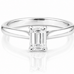 Classic Emerald Cut Moissanite Solitaire Ring 1CT | GRA Certified with a sleek polished band and a radiant emerald-cut stone set in a minimalist four-prong setting.