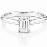 Classic Emerald Cut Moissanite Solitaire Ring 1CT | GRA Certified with a sleek polished band and a radiant emerald-cut stone set in a minimalist four-prong setting.