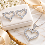 Real MOISSANITE Heart Necklace & Earrings Set – 925 Silver – 2.5ct – GRA Certified – 16"-22" Chain
