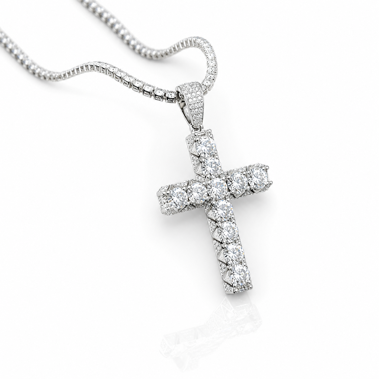 3.31ct VVS D Color moissanite cross pendant 11 round brilliant stones solid 925 sterling silver Atlanta