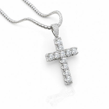3.31ct VVS D Color moissanite cross pendant 11 round brilliant stones solid 925 sterling silver Atlanta