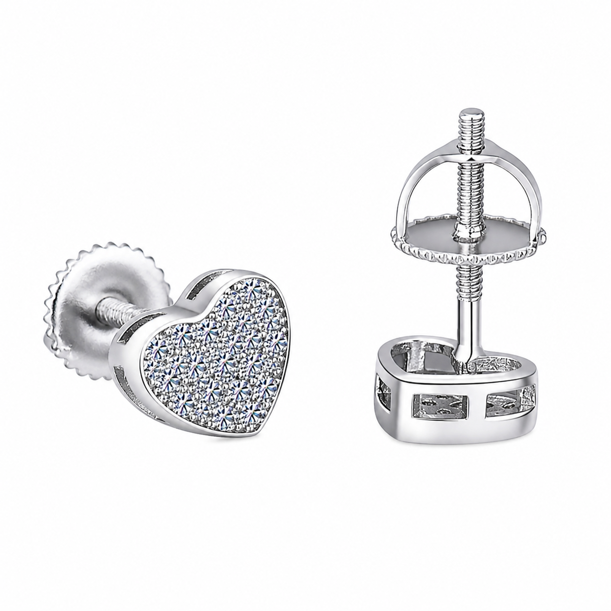 Moissanite heart stud earrings women VVS D color GRA certified 925 sterling silver Atlanta Paradise Gems