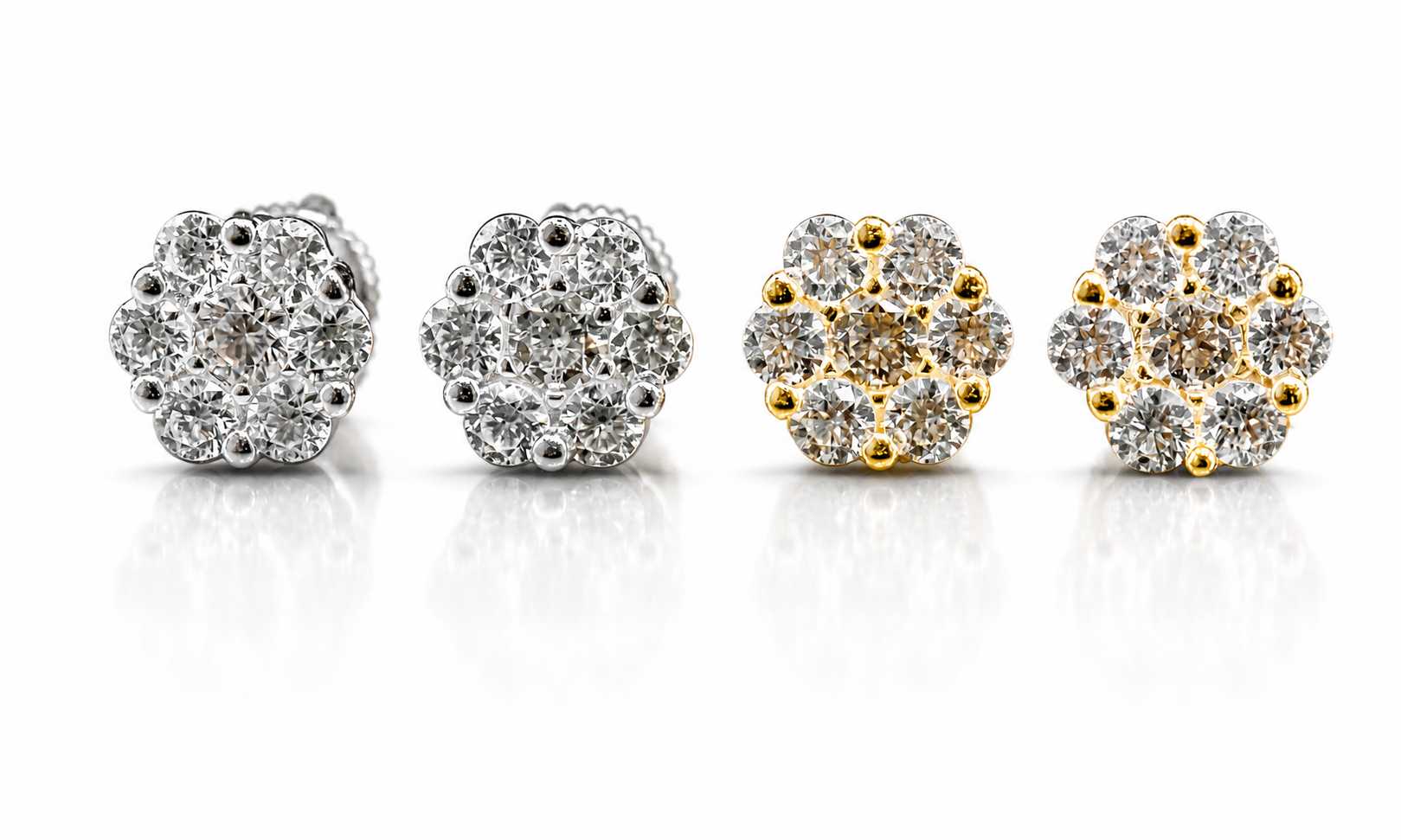 Moissanite Flower Cluster Stud Earrings