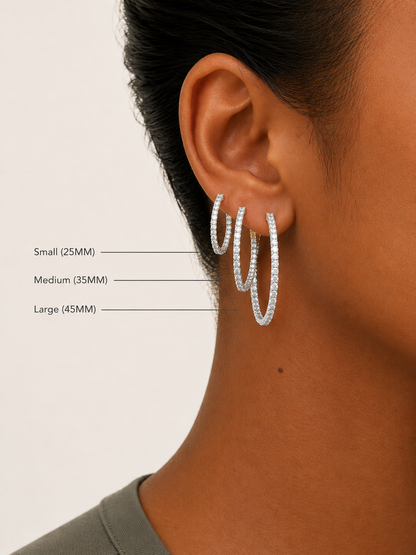 Moissanite Iced Out Hoop Earrings 25MM-45MM for Women — VVS D Color GRA Certified 925 Silver