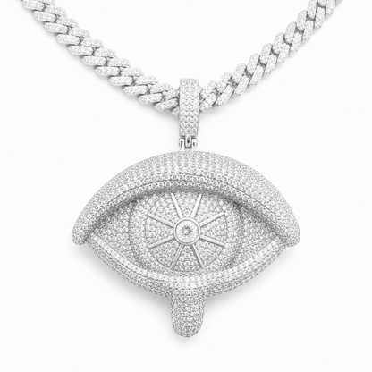 Moissanite evil eye charm pendant 20CT iced out VVS D color GRA certified 925 silver Atlanta Paradise Gems